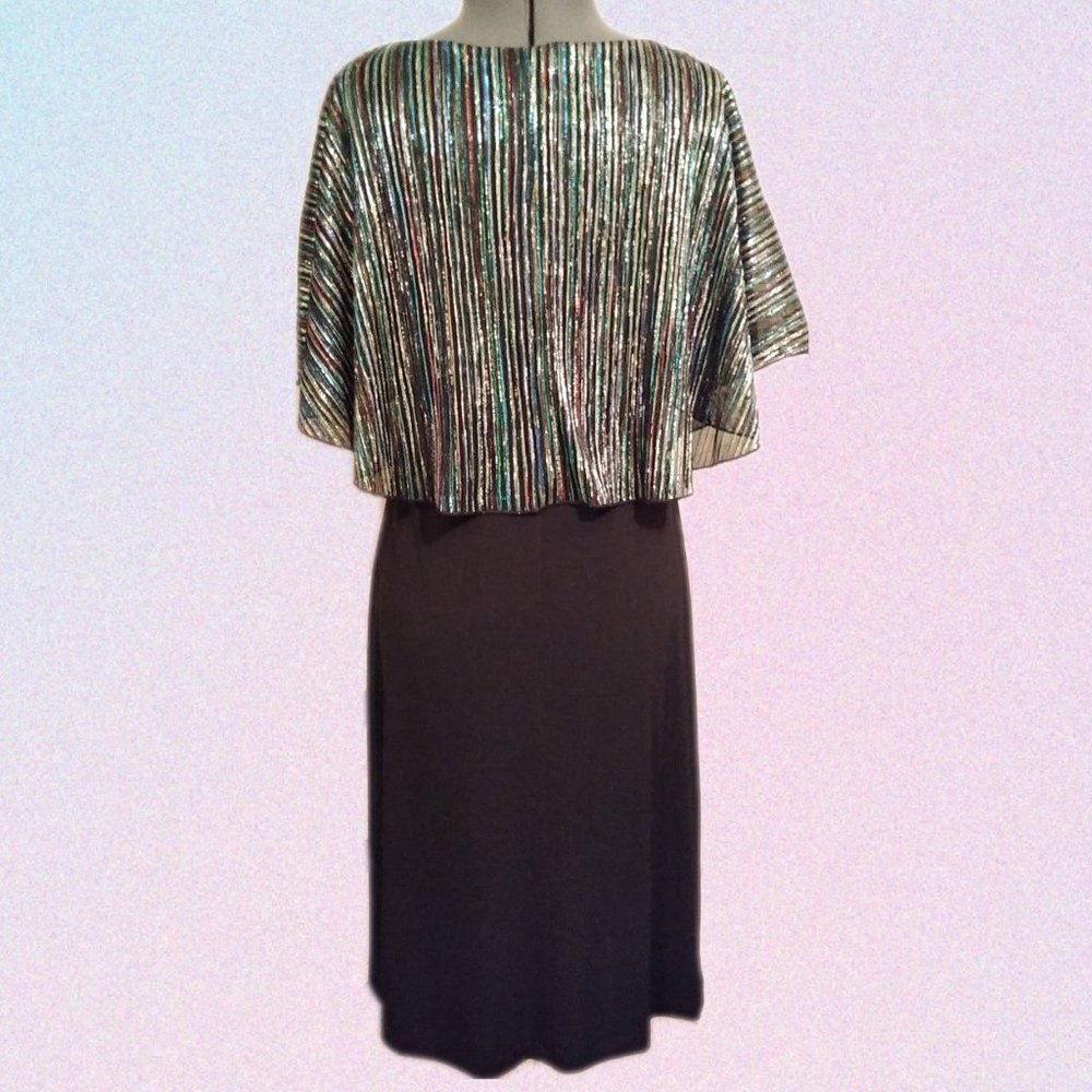 NWT Black Party Dress with Festive Shimmery Capelet - Picture 4 of 7